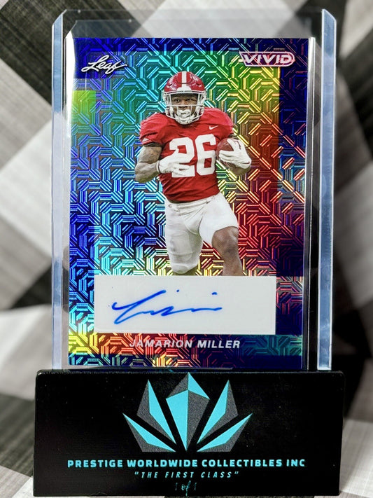 Jamarion Miller 2024 Leaf Vivid Navy Blue Mojo Rookie Auto /7 #BA-JM1 Alabama SP