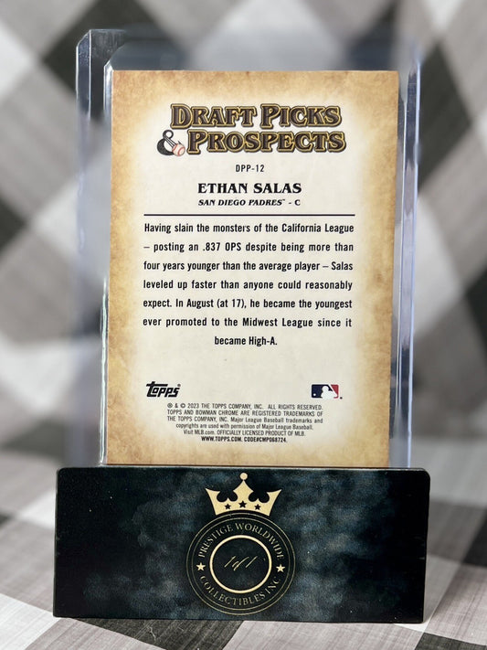 Ethan Salas 2023 Bowman Chrome Draft Picks Prospects #DPP-12 San Diego Padres RC