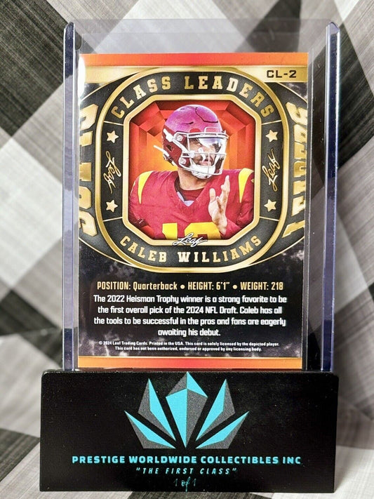 Caleb Williams 2024 Leaf Class Leaders Rookie White #CL-2 USC & Chicago Bears RC