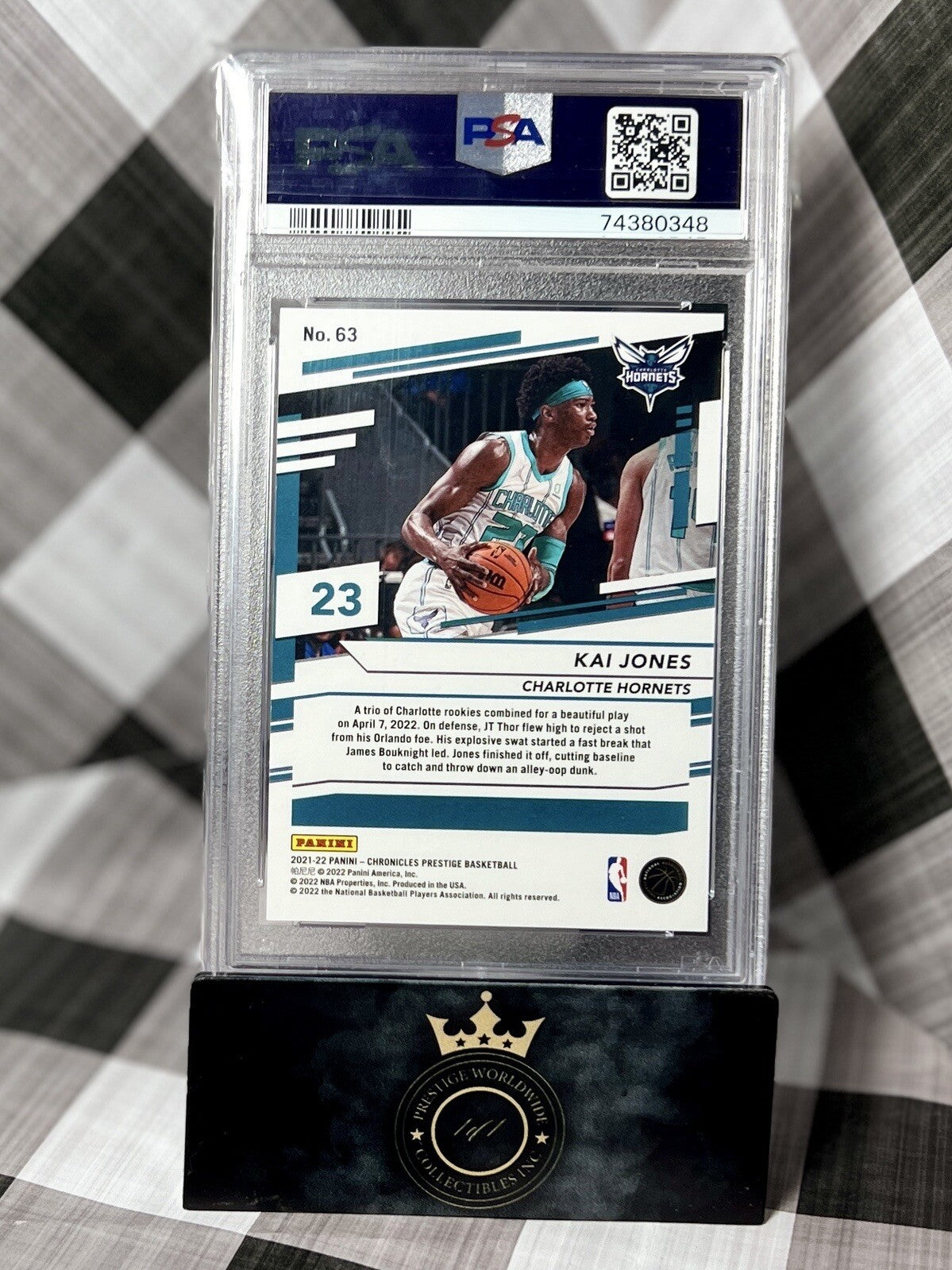 KAI JONES 2021-22 Chronicles Prestige Rookie 75th Anniversary PSA 9 #63 Hornets