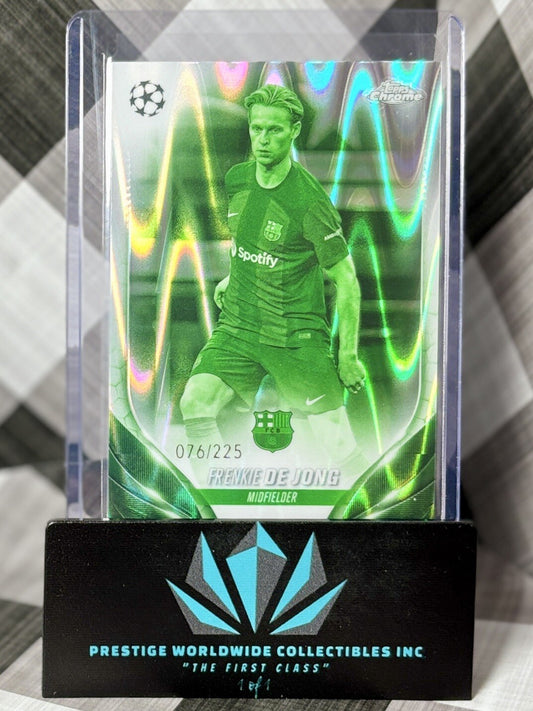 Frankie De Jong 2024 Topps Chrome Road To UEFA Euro Green BW /225 #166 ManU