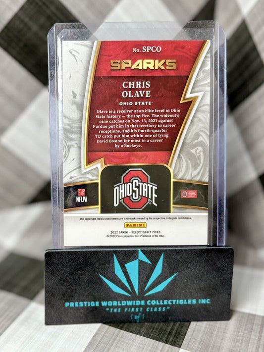 Chris Olave 2022 Panini Select Draft Picks Sparks #SPCO Ohio State Buckeyes & NO