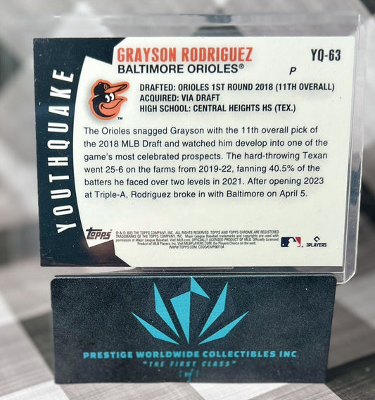 Grayson Rodriguez 2023 Topps Chrome Update Youthquake Rookie #YQ-63 BAL Orioles