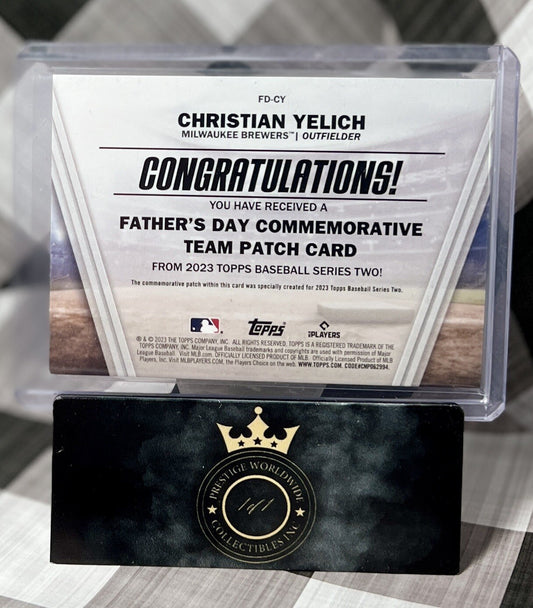 Christian Yelich 2023 Topps Series 2 Father's Day Team Patch #FD-CY MIL BREWERS