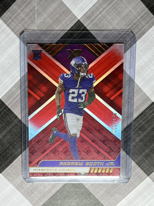 2022 XR FOOTBALL ROOKIE ANDREW BOOTH JR. RED #'D 111/249 #184 MINNESOTA VIKINGS