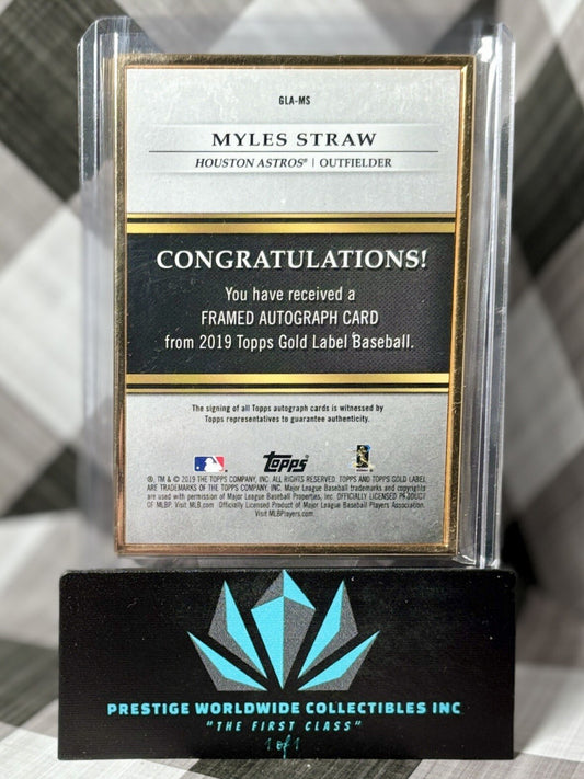 Myles Straw 2019 Topps Gold Label Framed Rookie Auto #GLA-MS Houston Astros RC