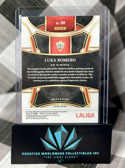 Luka Romero 2023-24 Panini Select La Liga Purple Mojo Prizm #188 Almeria SP