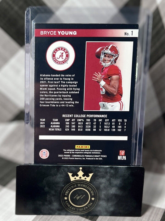 BRYCE YOUNG 2023 Panini Chronicles Draft Picks Pinnacle Rookie #1 Carolina RC