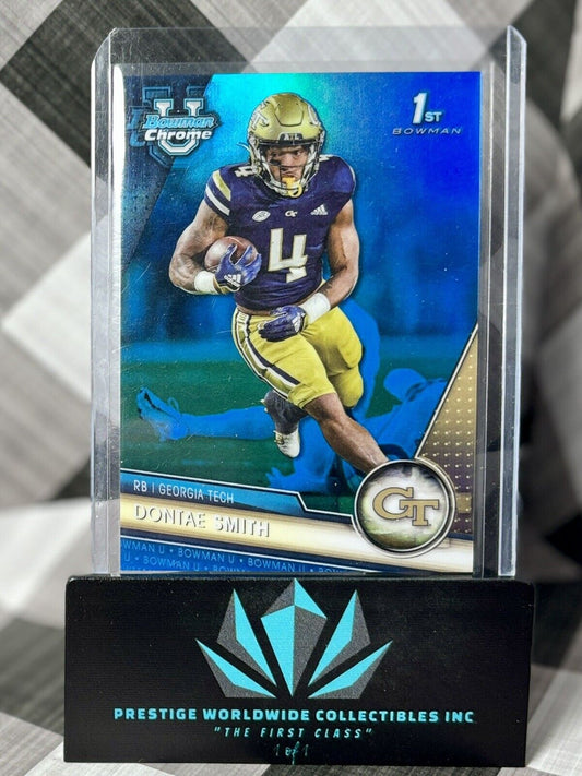 Dontae Smith 2023 Bowman Chrome U 1st Blue Refractor /199 #94 Georgia Tech