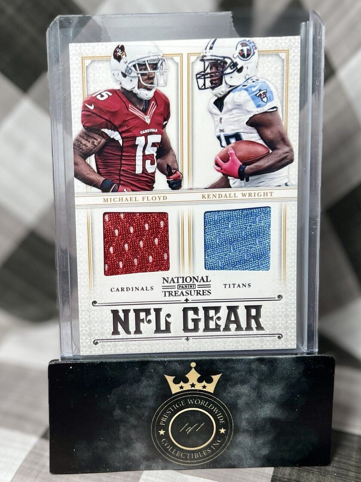 K Wright/M Floyd 2012 National Treasures NFL Gear Dual Patch /75 #7 Cards & TEN