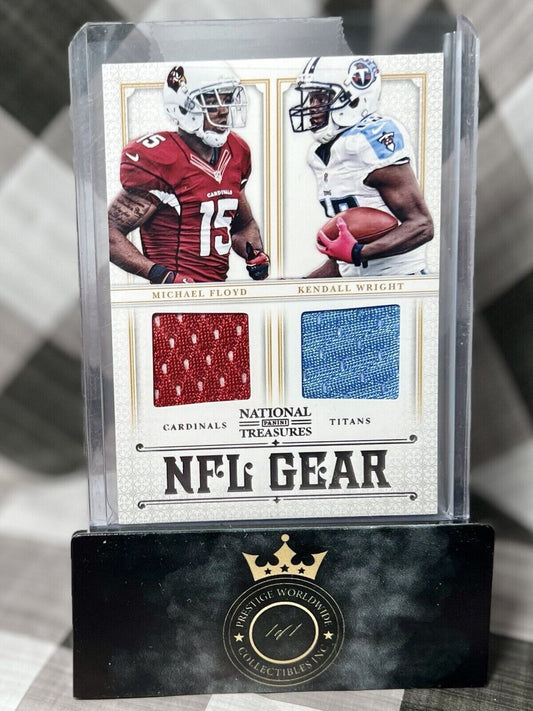 K Wright/M Floyd 2012 National Treasures NFL Gear Dual Patch /75 #7 Cards & TEN