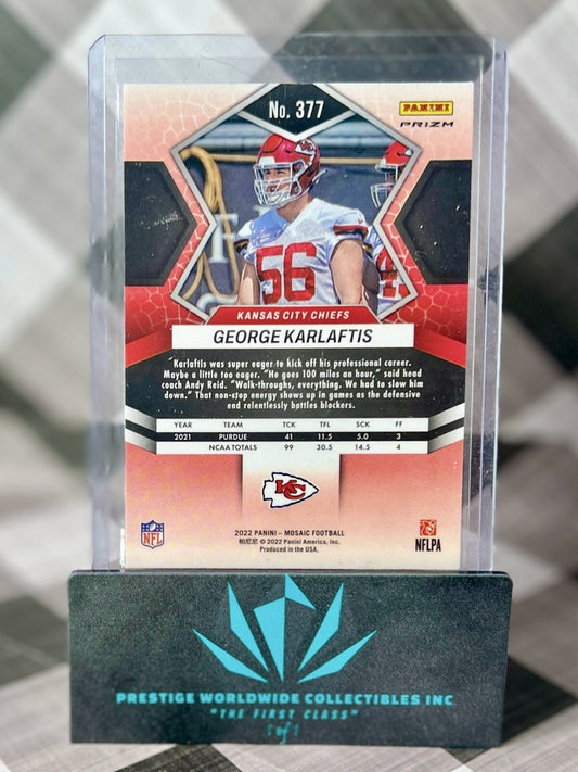 George Karlaftis 2022 Panini Mosaic Silver Mosaic Rookie #377 Kansas City Chiefs