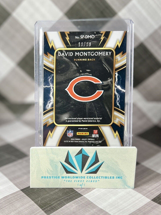 David Montgomery 2020 Panini Select Sparks Silver Holo Patch /99 #SP-DMO Bears