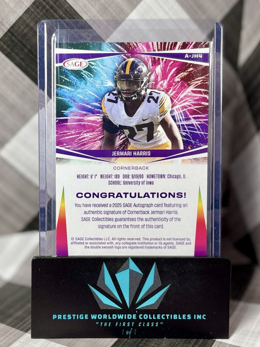 Jermari Harris 2025 Sage Low Series Fireworks Rookie Auto #A-JH4 Iowa Hawkeyes