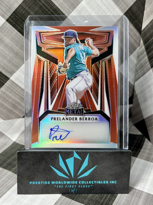 Prelander Berroa 2023 Leaf Metal Orange Auto /4 #BA-PB1 Mariners & CHI White Sox