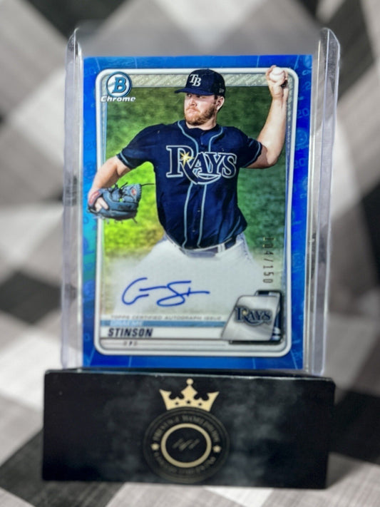 Graeme Stinson 2020 Bowman Chrome Rookie Blue Auto /150 #CPA-GST Tampa Bay Rays