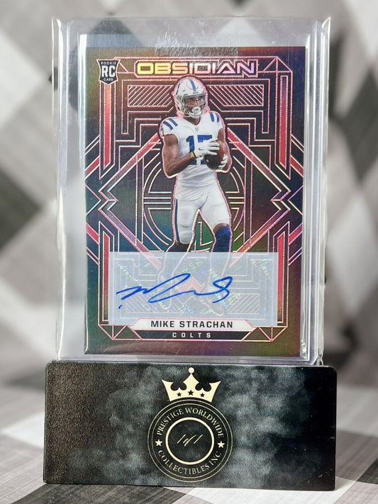 Mike Strachan 2021 Obsidian Rookies Electric Etch Red Auto /10 #192 IND Colts RC