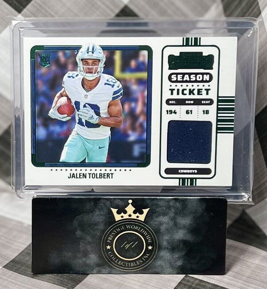Jalen Tolbert 2022 Contenders Season Ticket Green Rookie Patch #RSV-JTO Cowboys