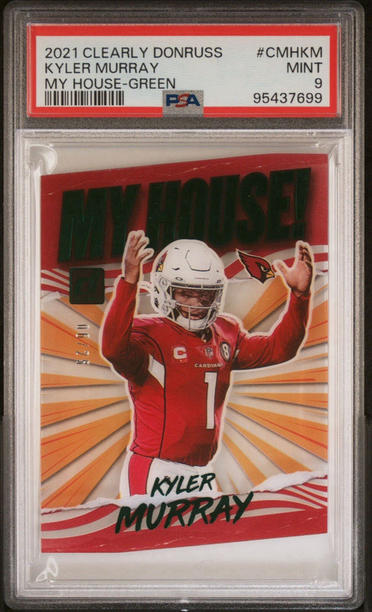 Kyler Murray 2021 Clearly Donruss My House Green /25 PSA 9 #CMH-KM AZ Cardinals