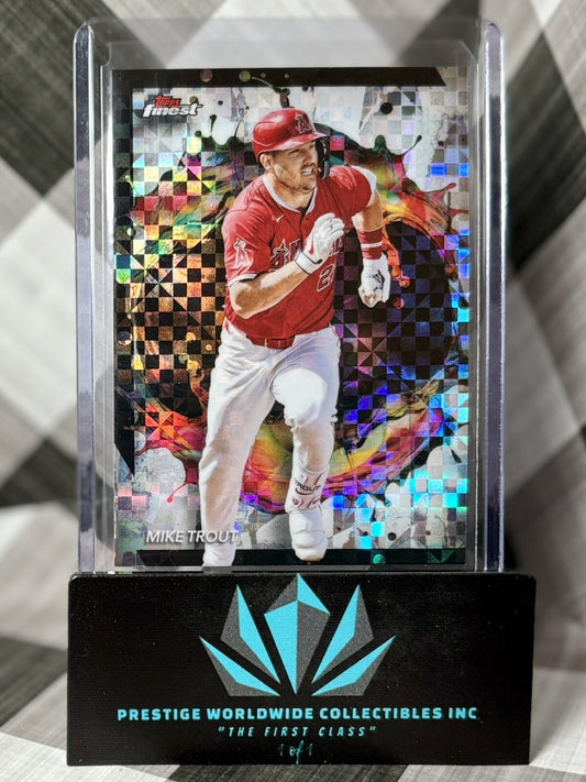 Mike Trout 2024 Topps Finest Rare Checkerboard Refractor #201 LA Angeles