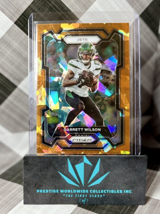 Garrett Wilson 2023 Panini Prizm Orange Cracked Ice #233 New York Jets