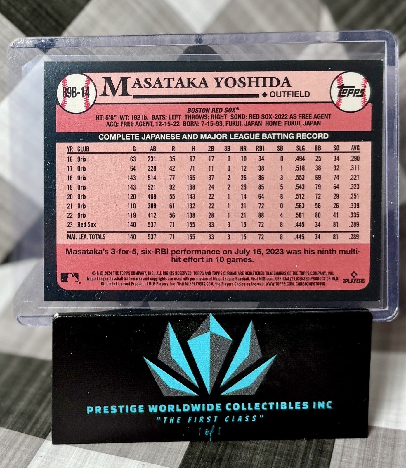 Masataka Yoshida 2024 Topps Series 2 1989 35th Ann. Silver Foil #228 BOS Red Sox