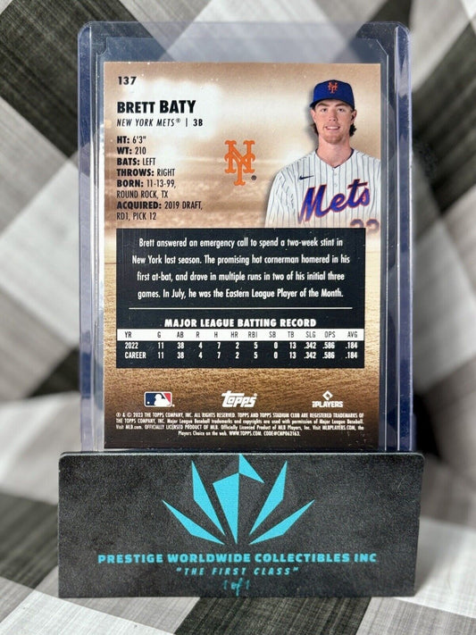 Brett Baty 2023 Topps Stadium Club Sepia Rookie #137 New York Mets RC