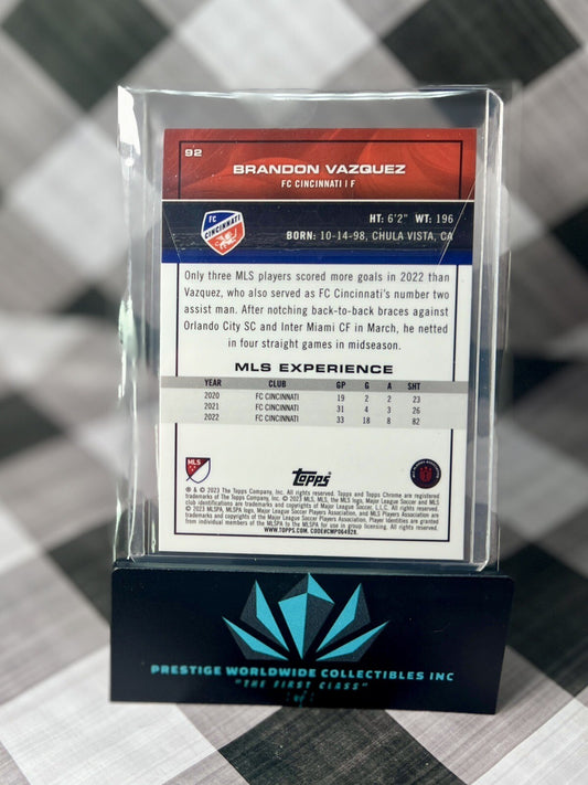 Brandon Vazquez 2023 Topps Chrome MLS Pink X-Fractor #92 FC Cincinnati Exclusive