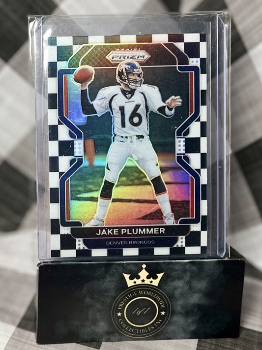JAKE PLUMMER 2021 PANINI PRIZM B&W CHECKERBOARD SSP #207 DENVER BRONCOS CASE HIT