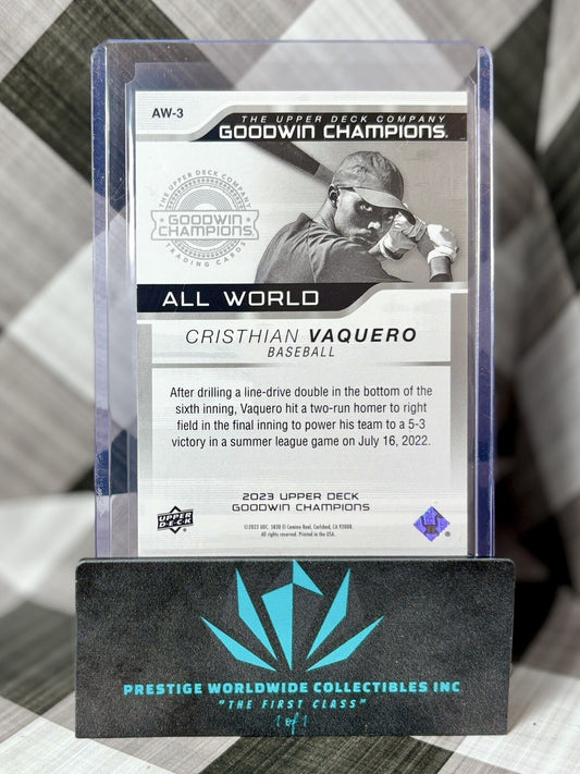 Cristhian Vaquero 2023 UD Goodwin Champions All World Red Holo RC /299 #AW-3 WSH