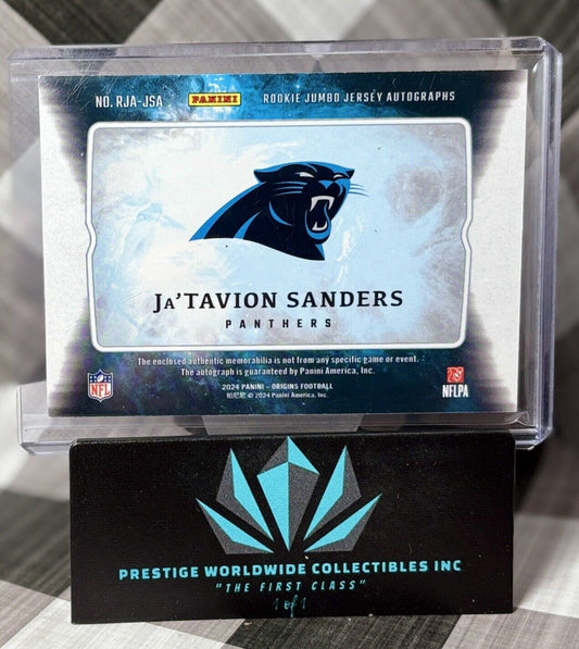 Ja'Tavion Sanders 2024 Origins Rookie Jumbo Jersey Auto Orange /75 #RSA-JSA CAR