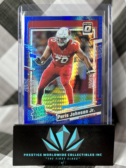 Paris Johnson Jr 2023 Donruss Optic Blue Hyper Rated Rookie #205 AZ Cardinals RC