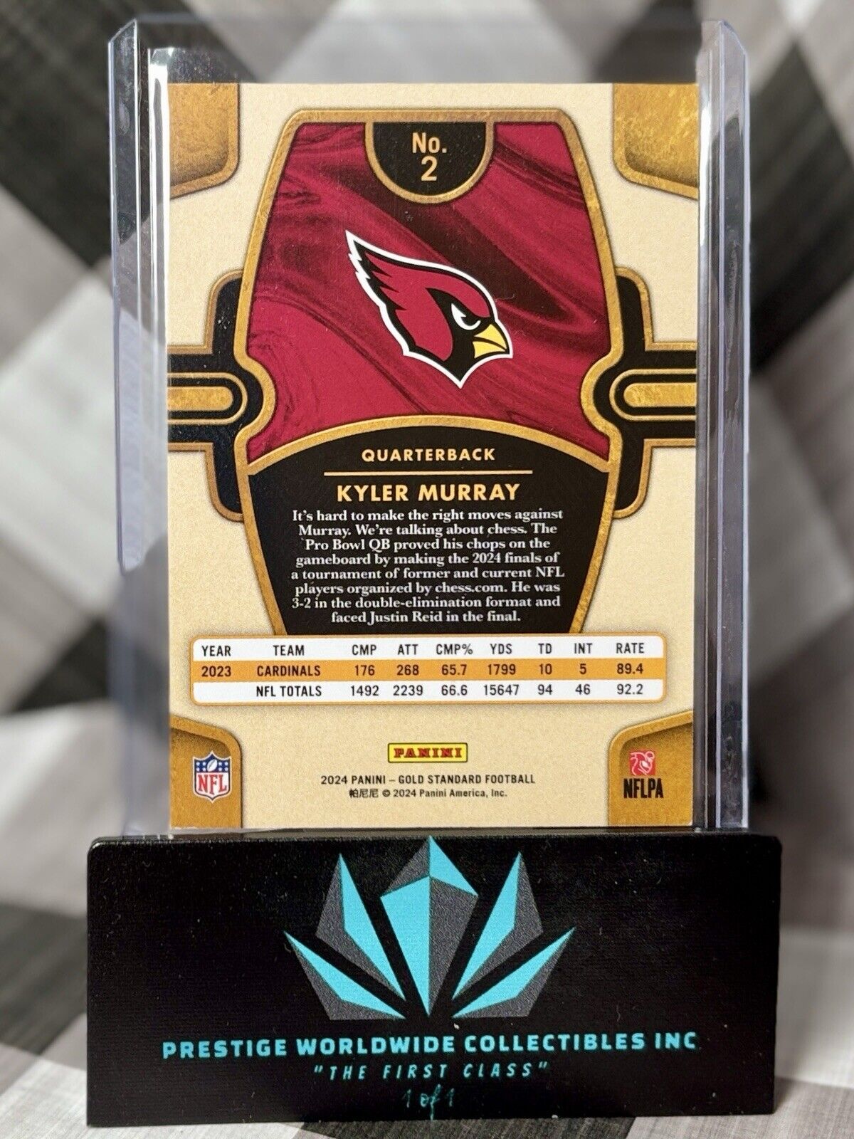 Kyler Murray 2023 Panini Gold Standard Platinum /75 #2 AZ Cardinals