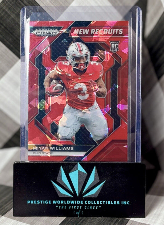 Miyan Williams 2024 Prizm Draft Picks Red Cracked Ice New Recruits #NR-MWS OSU