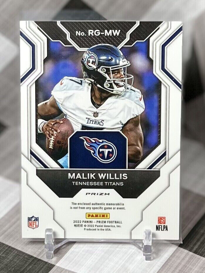 🔥Malik Willis 2022 Panini Prizm Silver Rookie Gear Patch #RG-MW - Titans RC📈🔥