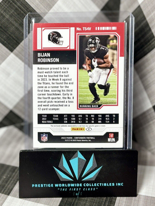 Bijan Robinson 2023 Contenders Rookie Ticket Variation Patch #TS4V Falcons RC