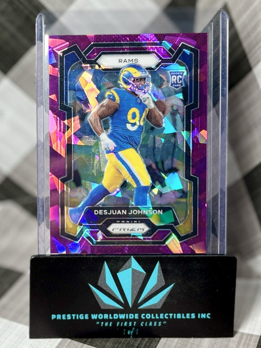 Dorian Johnson 2023 Prizm Purple Cracked Ice Rookie /225 #309 LA Rams RC
