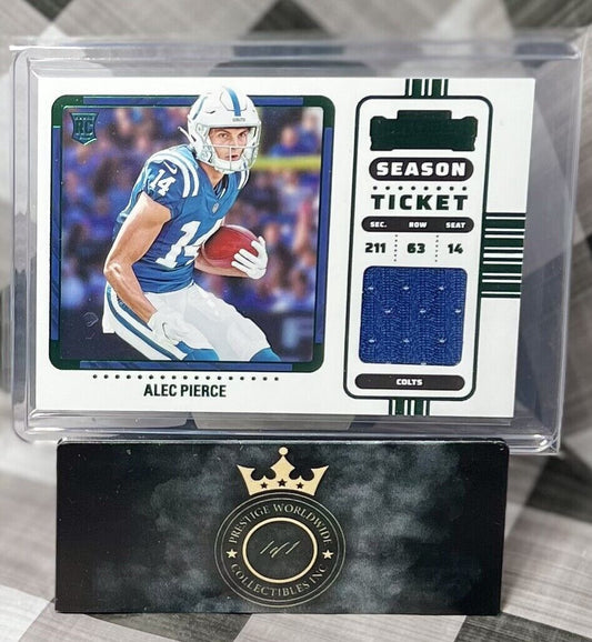 Alec Pierce 2022 Contenders Emerald Season Ticket Rookie Patch #RSV- API Colts