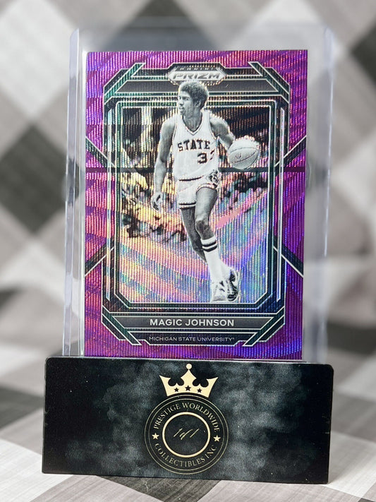 Magic Johnson 2023 Panini Prizm Draft Picks Purple Wave #79 Lakers & MSU SP