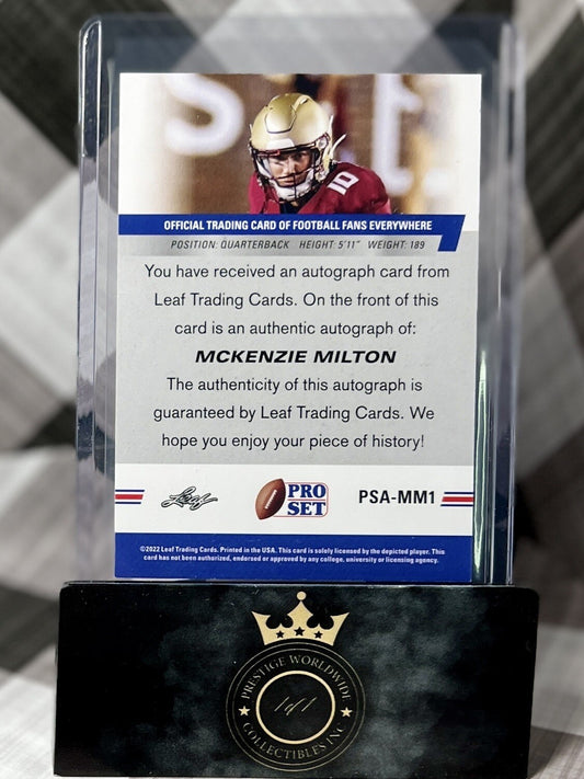 MCKENZIE MILTON 2022 LEAF PRO SET ROOKIE AUTO #PSA-MM1 UCF / FLORIDA ST.