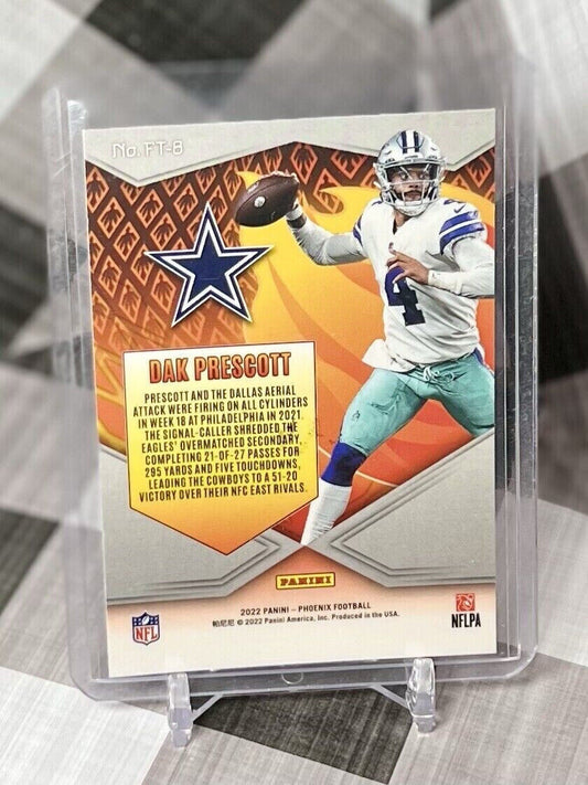 DAK PRESCOTT 2022 Panini Phoenix FLAME THROWERS SILVER PRIZM #FT-8 - Cowboys SP