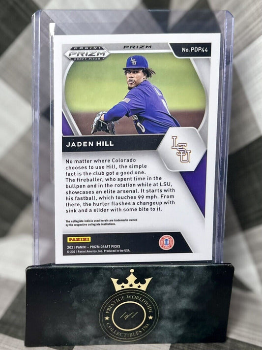 JADEN HILL 2021 Prizm Draft Picks GREEN PULSAR Rookie #PDP44 - Rockies RC & LSU