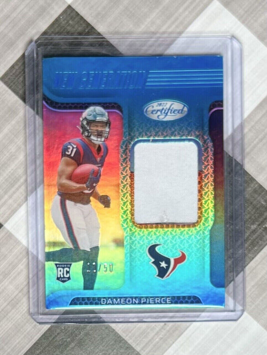 Dameon Pierce 2022 Panini Certified Teal Jumbo Rookie Patch #NGJ-DP /50 Texans📈