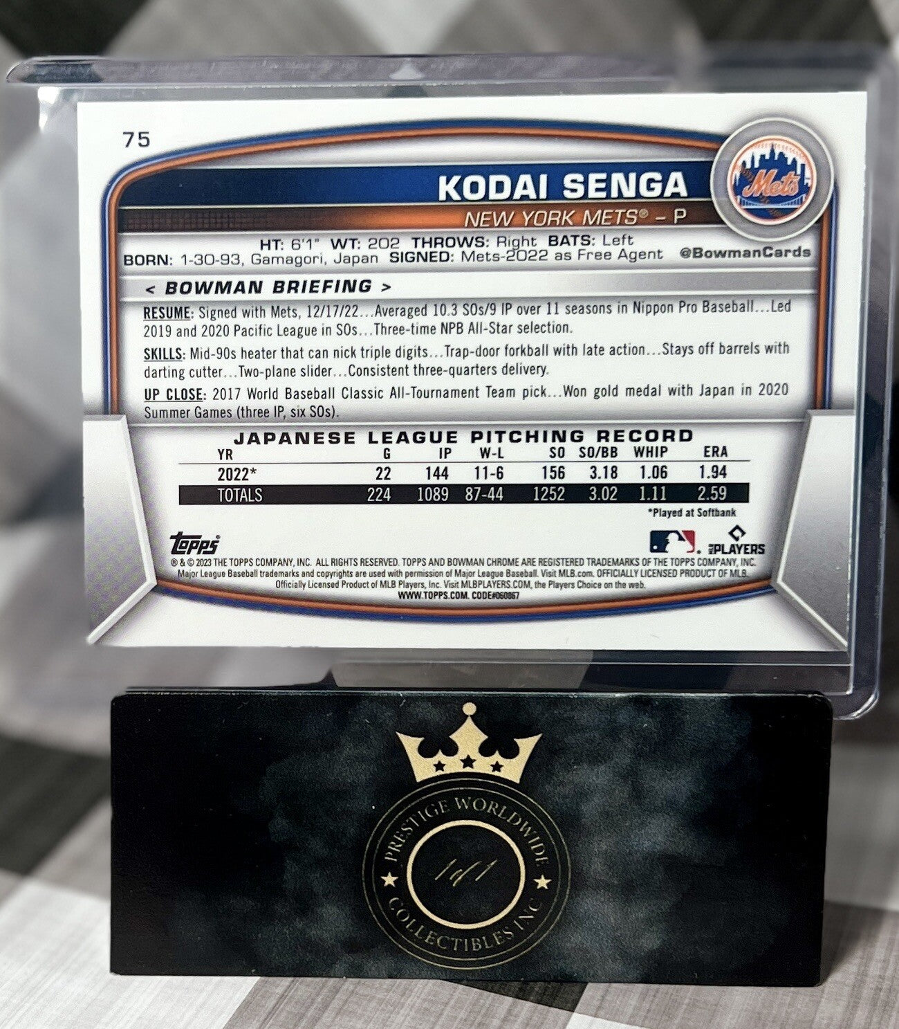 Kodai Senga 2023 Bowman Chrome Mega Box Mojo Refractor Rookie #75 Mets RC