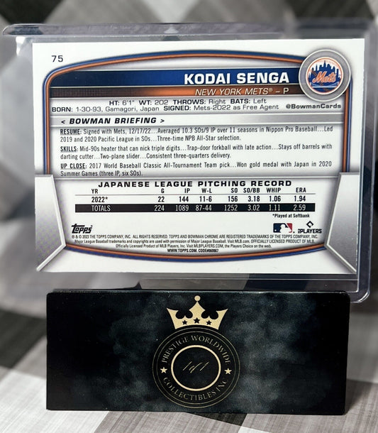 Kodai Senga 2023 Bowman Chrome Mega Box Mojo Refractor Rookie #75 Mets RC