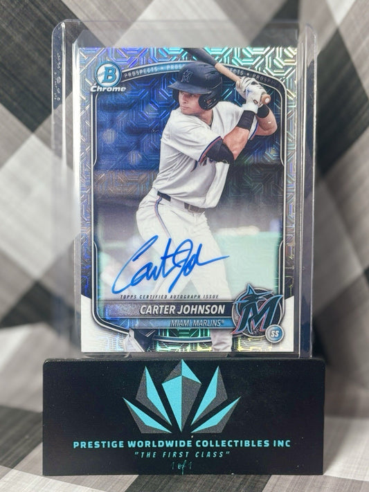 Carter Johnson 2025 Bowman Chrome Mojo Mega Box On Card Auto #BMA-CJ Marlins