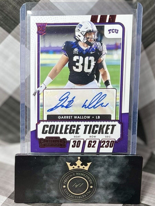 Garrett Wallow 2021 Contenders College Ticket Purple Rookie Auto #254 TCU Texans