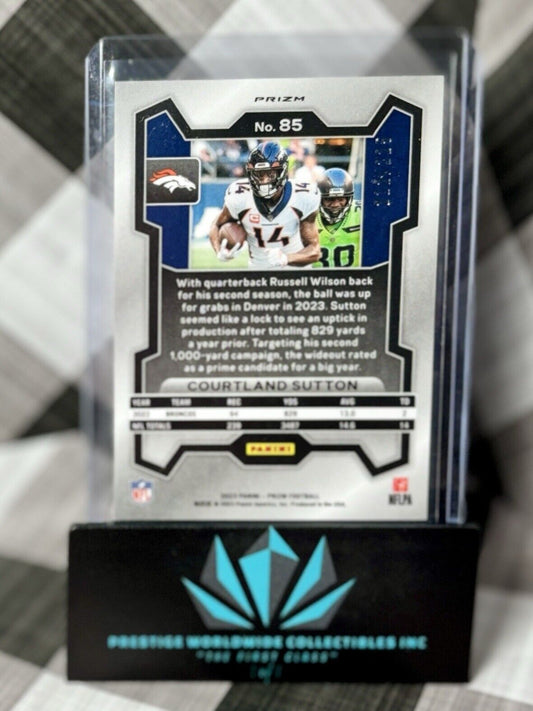Courtland Sutton 2023 Prizm Purple Cracked Ice /225 #85 Denver Broncos SP