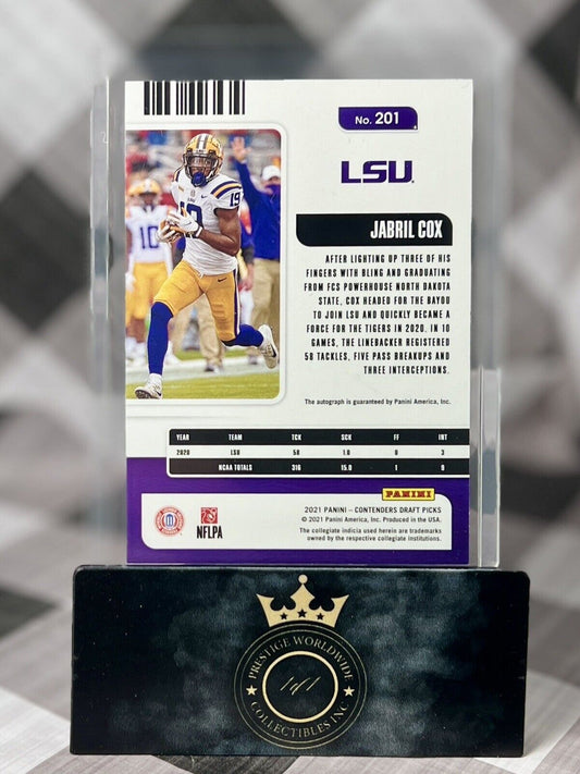 Jabril Cox 2021 Contenders Draft Picks College Ticket Rookie Auto #201 WA Cmdrs