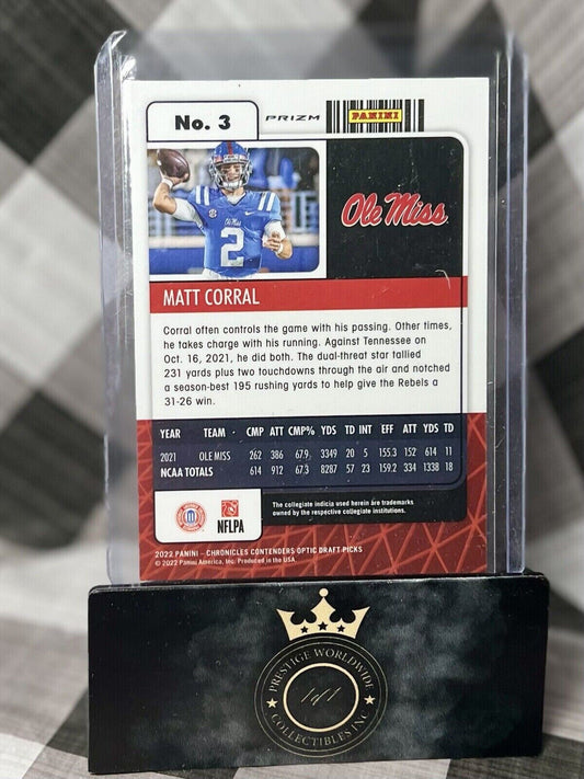 Matt Corral 2022 Contenders Optic College Ticket Holo Silver #3 OleMiss Panthers